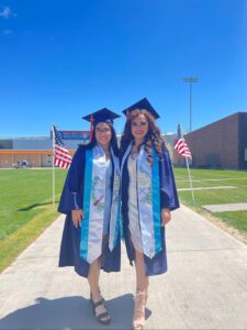 Two girls graduating